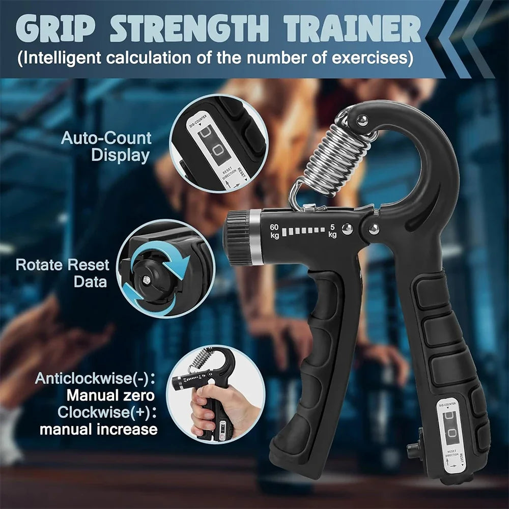 Adjustable Grip Strength Trainer Wrist Finger Exerciser Hand Grip Strengthener Muscle Building Injury Recover Expander Kit